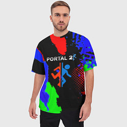 Футболка оверсайз мужская Portal 2 краски сочные текстура, цвет: 3D-принт — фото 2