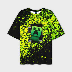 Футболка оверсайз мужская Minecraft зелёные краски, цвет: 3D-принт