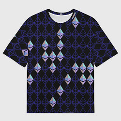 Футболка оверсайз мужская Криптовалюта Ethereum на черном, цвет: 3D-принт