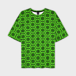 Футболка оверсайз мужская Энергетический щит - зеленый, цвет: 3D-принт