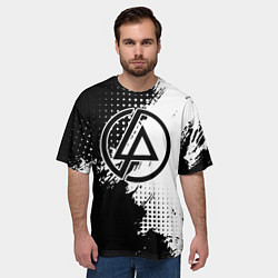 Футболка оверсайз мужская Linkin park - черно-белая абстракция, цвет: 3D-принт — фото 2