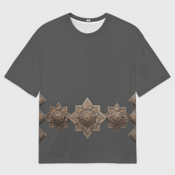 Футболка оверсайз мужская Орнамент резного дерева на поясе, цвет: 3D-принт