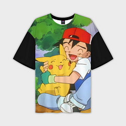 Футболка оверсайз мужская Pokemon - энергия в объятиях, цвет: 3D-принт
