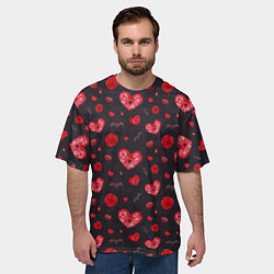 Футболка оверсайз мужская Готичные сердечки, цвет: 3D-принт — фото 2