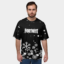 Футболка оверсайз мужская Fortnite новый год паттерн, цвет: 3D-принт — фото 2