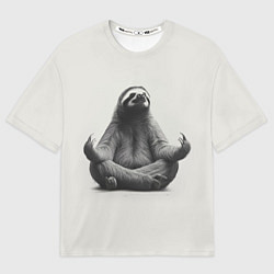 Футболка оверсайз мужская Ленивиц в позе лотоса, цвет: 3D-принт