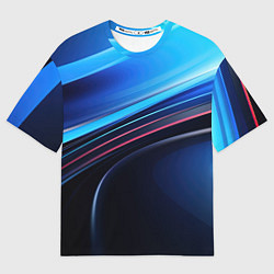 Мужская футболка оверсайз Синяя и черная абстракция геометрическая
