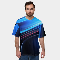 Футболка оверсайз мужская Синяя и черная абстракция геометрическая, цвет: 3D-принт — фото 2