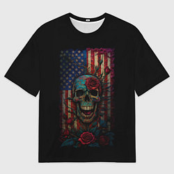 Футболка оверсайз мужская Skull - USA, цвет: 3D-принт