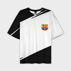 Мужская футболка оверсайз Barcelona краски чёрные спорт