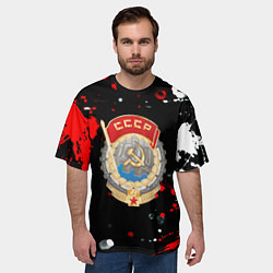 Футболка оверсайз мужская СССР текстура краски, цвет: 3D-принт — фото 2
