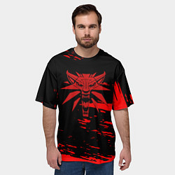 Футболка оверсайз мужская The witcher лого ведьмака краски, цвет: 3D-принт — фото 2