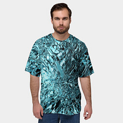 Футболка оверсайз мужская Эффект жидкого стекла бирюзовый, цвет: 3D-принт — фото 2