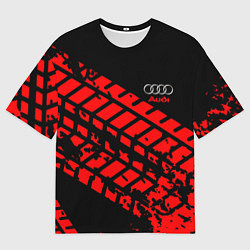 Футболка оверсайз мужская AUDI краски текстура шины, цвет: 3D-принт