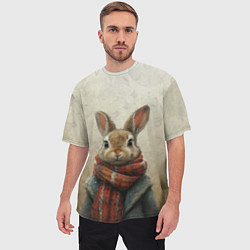 Футболка оверсайз мужская Кролик в шарфе, цвет: 3D-принт — фото 2