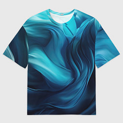 Мужская футболка оверсайз Синяя абстракция в виде волн