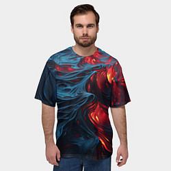 Футболка оверсайз мужская Яркая волнистая абстракция, цвет: 3D-принт — фото 2