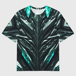 Мужская футболка оверсайз Зелёная малахитовая броня