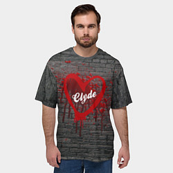 Футболка оверсайз мужская Клайд и Бони на кирпичном фоне, цвет: 3D-принт — фото 2