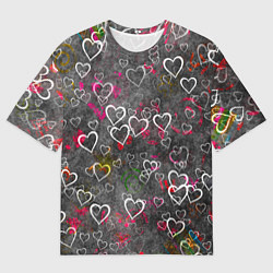 Мужская футболка оверсайз Серое сердце