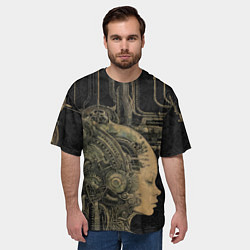 Футболка оверсайз мужская Киборг с женским лицом, цвет: 3D-принт — фото 2