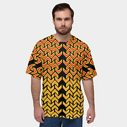 Футболка оверсайз мужская Золотые стрелки на чёрном фоне киберпанк, цвет: 3D-принт — фото 2