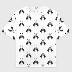 Футболка оверсайз мужская Panda love - pattern, цвет: 3D-принт
