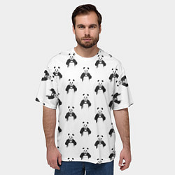 Футболка оверсайз мужская Panda love - pattern, цвет: 3D-принт — фото 2