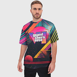 Футболка оверсайз мужская GTA 6 logo абстракция яркая, цвет: 3D-принт — фото 2