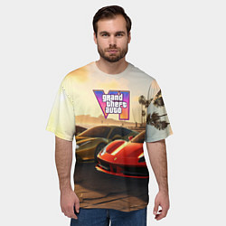 Футболка оверсайз мужская ГТА6 автопарк, цвет: 3D-принт — фото 2