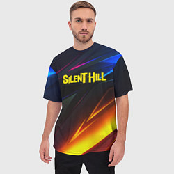 Футболка оверсайз мужская Silent hill stripes neon, цвет: 3D-принт — фото 2