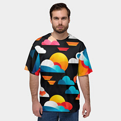 Футболка оверсайз мужская Цветные облака в черном небе, цвет: 3D-принт — фото 2