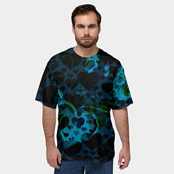 Футболка оверсайз мужская Сердечки узоры, цвет: 3D-принт — фото 2