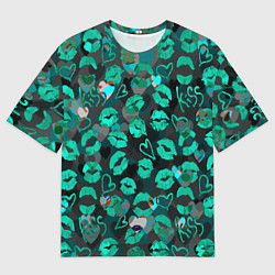 Футболка оверсайз мужская Голубые поцелуи, цвет: 3D-принт