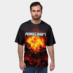 Футболка оверсайз мужская Minecraft огненные кубики, цвет: 3D-принт — фото 2