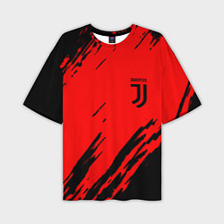 Футболка оверсайз мужская Juventus краски спорт фк, цвет: 3D-принт