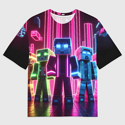 Мужская футболка оверсайз Minecraft characters - neon glow