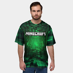 Футболка оверсайз мужская Minecraft logo зеленые плитки, цвет: 3D-принт — фото 2
