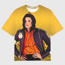 Футболка оверсайз мужская Michael Jackson на золотом фоне с графикой, цвет: 3D-принт