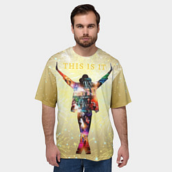 Футболка оверсайз мужская Michael Jackson THIS IS IT - с салютами на золотом, цвет: 3D-принт — фото 2