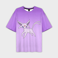 Мужская футболка оверсайз Espeon Pokemon - розовая кошка покемон