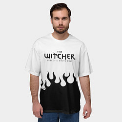 Футболка оверсайз мужская Ведьмак лого чёрный огонь, цвет: 3D-принт — фото 2