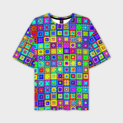 Футболка оверсайз мужская Узор из разноцветных квадратов, цвет: 3D-принт