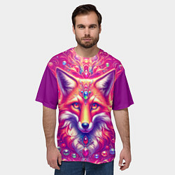 Футболка оверсайз мужская Лиса с драгоценными камнями, цвет: 3D-принт — фото 2