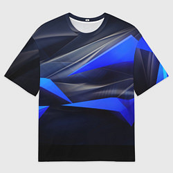Футболка оверсайз мужская Black and blue abstract background sport style, цвет: 3D-принт