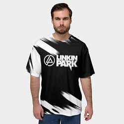 Футболка оверсайз мужская Linkin park рок бенд краски, цвет: 3D-принт — фото 2