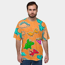 Футболка оверсайз мужская Маленькие динозавры, цвет: 3D-принт — фото 2
