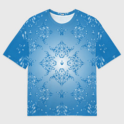 Мужская футболка оверсайз Векторные узоры на голубом фоне