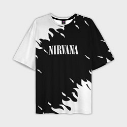Футболка оверсайз мужская Nirvana текстура огонь, цвет: 3D-принт