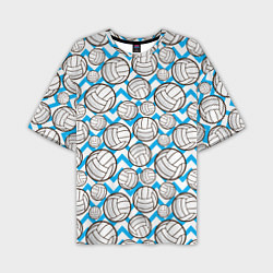 Футболка оверсайз мужская Мячи волейбольные паттерн, цвет: 3D-принт
